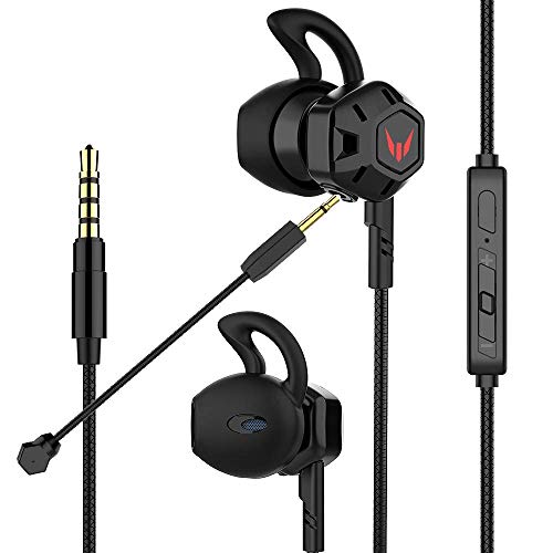 Auriculares in-ear para videojuegos Langsdom, auriculares para juegos con micrófono extraíble, auriculares para Nintendo Switch, PC, portátil, teléfono móvil (G100X, rojo) Negro