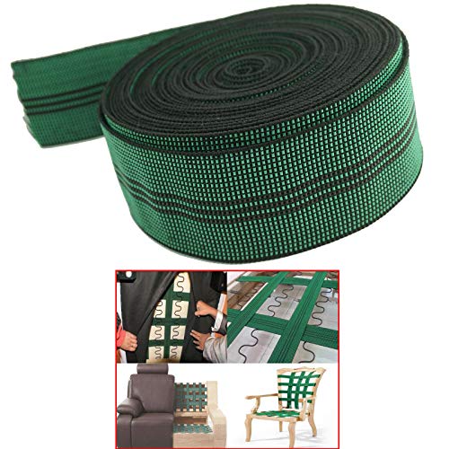 AUXPhome Cinta elástica de látex 10% elástica, para tapicería, cinta elástica, carrete de 5 cm de ancho x 20 pies, para reparación de muebles, bricolaje o reemplazo
