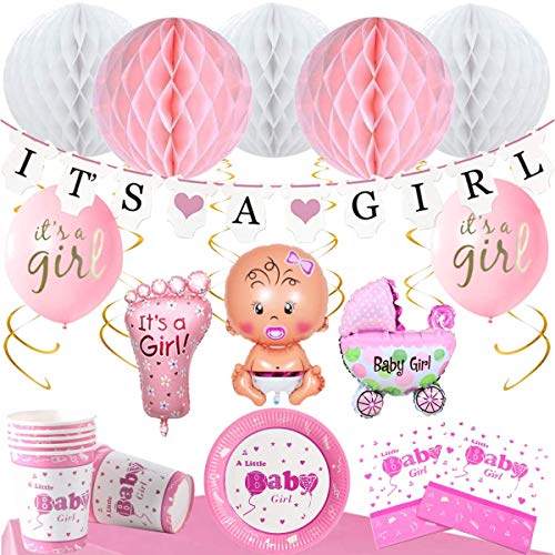 Baby Shower Decoración Party Set | Rosa Dorado | Its a Girl Niña Fiesta Decoraciónes Adornos (20 Personas)