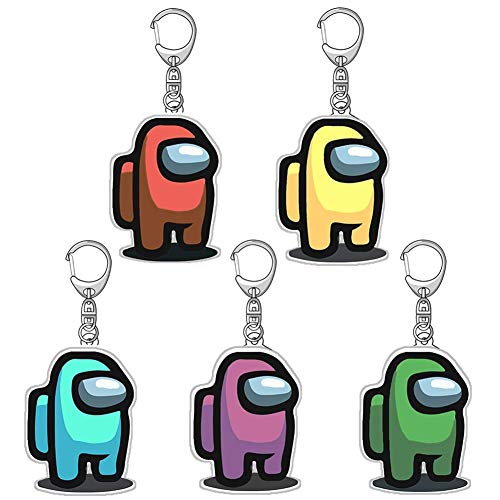 BAIBEI A-m-o-n-g us Keychain, Game Keychains, Character Game Acrylic Colourful keychain for Game Fans, for Car Keys, Bag, Backpack, Mobile phone, 5 pcs