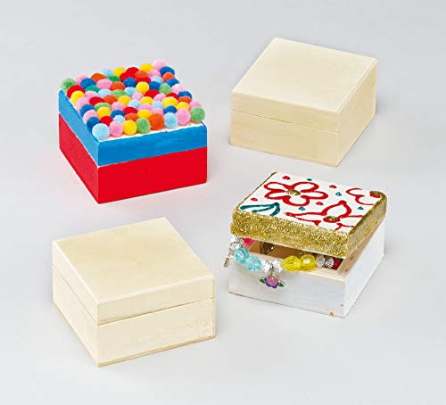 Baker Ross EK1325 Cajas de Manualidades Para Decorar (paquete de 4) para que los niños pinten, decoren y personalicen para actividades de manualidades, Multicolor