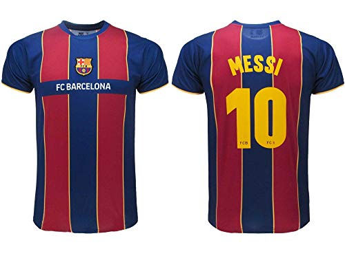Barcelona Camiseta de fútbol oficial FCB 2021 – Messi número 10 – Camiseta de fútbol oficial del FC 2021 – Color azul claro (10 años)