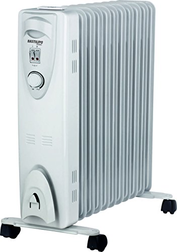 Bastilipo RAC 11-2500W Radiador de Aceite térmico-2500W con 11 Elementos radiantes y humidificador Natural Incluido, 2500 W, Acero, Blanco