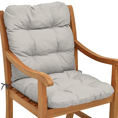 Beautissu Cojín para sillas de balcón Flair NL - Cojín para Asiento Exterior con Respaldo bajo - 100x50x8 cm - Relleno de Copos de gomaespuma - Gris Claro