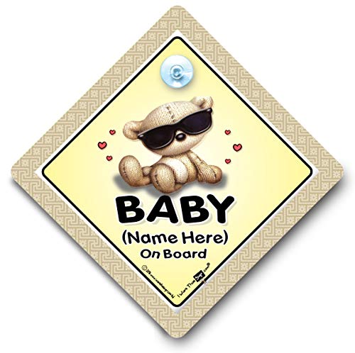 Bebé a bordo señal de coche, Nieto a bordo, Cool Shades personalizado coche señal, señal de bebé a bordo, bebé a bordo de signo personalizados, personalizado que te añadir cualquier nombre para crear su propio personalizado personalizable, bebé a bordo de