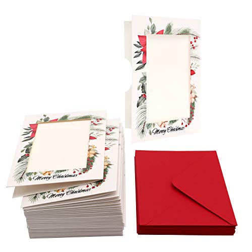 Belle Vous Tarjeta de Navidad para Foto (36 Piezas) Tarjetas Personalizadas Navidad para Foto 5” X 7” con Sobre Rojo, Perfecto para Foto de Navidad Familiares y Amigos- Tarjetas Navidad Personalizadas