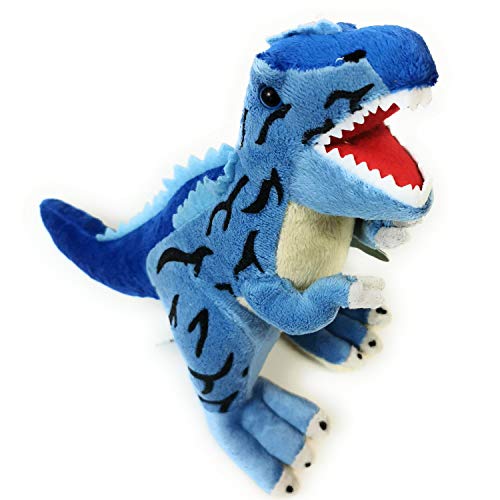 Beppe Peluche de dinosaurio para acurrucarse, regalo para animales, regalo de cumpleaños, cama infantil, peluche, juguetes blandos, idea de regalo Dino T-Rex Tyranosaurio de peluche, color azul