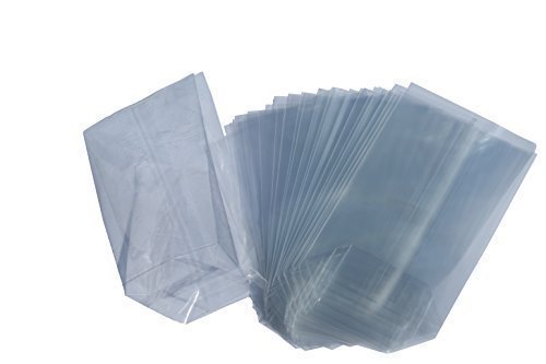 Beutel - Lote de 100 bolsas con base cuadrada (papel celofán, 75 x 130 mm), transparente