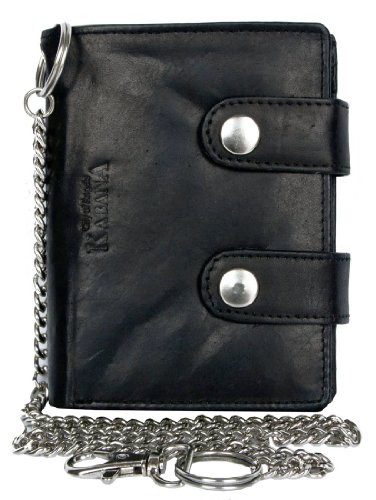 Billetera Kabana de motorista, con cadena de metal de 45 cm de largo para colgar, billetera para hombres