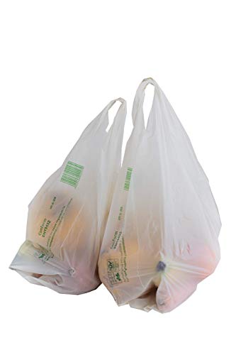 Bolsas Biodegradables y Compostables Tipo Camiseta, Certificadas y Fábricadas en la Union Europea. Hechas con Almidón de maíz. NO MICROPLASTICOS (Small (20+2x6)x40cm) Bolsas Biodegradables y Compostables Tipo Camiseta, Certificadas y Fábricadas en la Union Europea. Hechas con Almidón de maíz. NO MICROPLASTICOS (Small (20+2x6)x40cm)