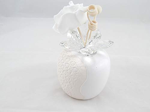 Bombonera perfumadora de cerámica redonda alta con pétalos de cristal de 10 cm