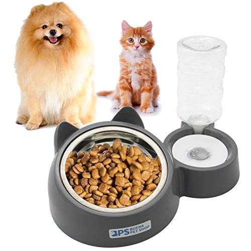 BPS Comedero y Bebedero Automático para Gatos y Perros Antisalpicaduras Dispensador Agua Alimentador Automatico Fuentes para Mascotas Tamaño M/L (L) BPS-5721