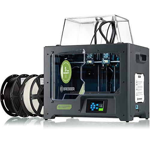 Bresser T-Rex 2 WLAN IDEX Impresora 3D con 2 extrusores Independientes y Carcasa de Metal Cerrada con un tamaño máximo de 200 x 148 x 150 mm, Color Negro, Grande