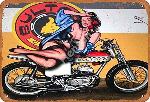 Bultaco Motorcycle Hot Girl Cartel de chapa de metal pintado decoración de pared moderna sala de juegos reglas de la casa arte