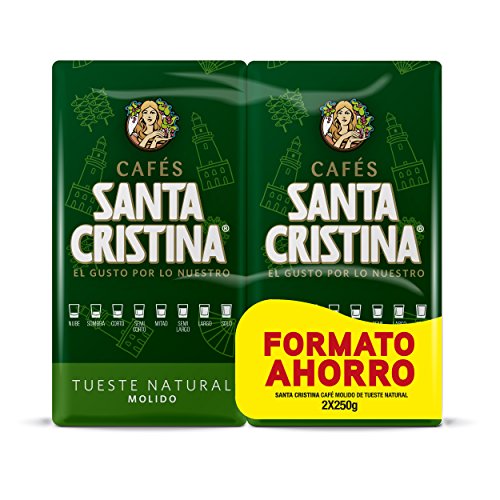 Café Santa Cristina - Café Molido de Tueste Natural tradicional de Málaga - Paquete de 2x250g - Total: 500 g