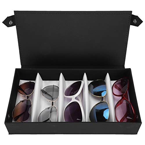 Caja de gafas, 5 rejillas Caja de almacenamiento de gafas Gafas de sol protectoras Vitrina Organizador de joyas de viaje