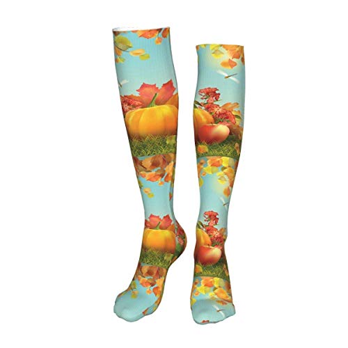 Calcetín Calabazas Hojas Caídas Árbol Calcetines Hasta Las Rodillas Calientes Medias 50CM