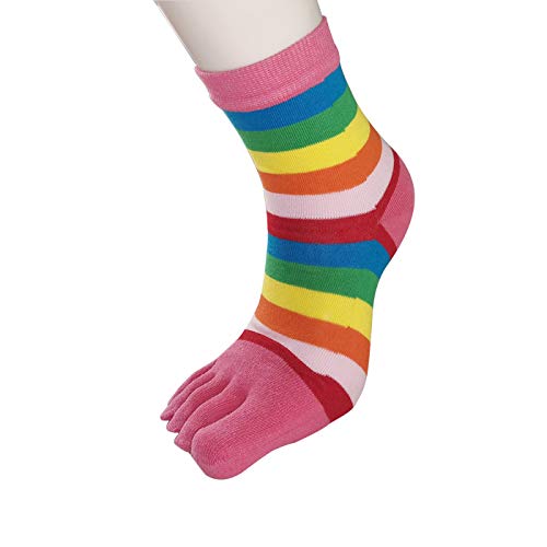 Calcetines de dedo de un tamaño transpirable rayas arcoíris (compra 3 y obtén un 15% de descuento)