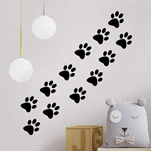 Calcomanías de pata de gato con impresión de perro adhesivo de pared para ventana de vinilo de la patrulla de la cocina bolsa de papel impresiones negras de papel pintado calcomanías de huella