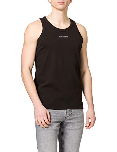 Calvin Klein Jeans Micro Branding Tank Top Camiseta, CK Negro, XL para Hombre
