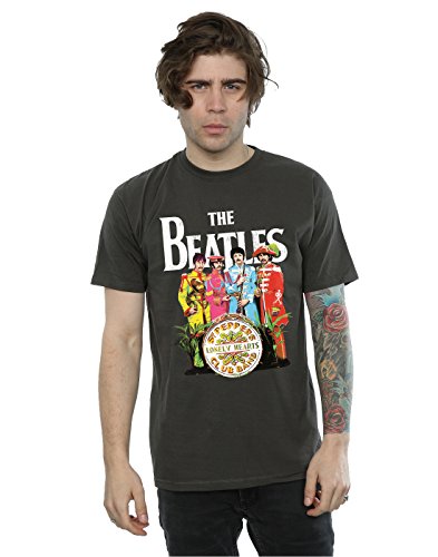 Camiseta con imagen del «Sgt Pepper» de The Beatles, de manga corta gris claro Large