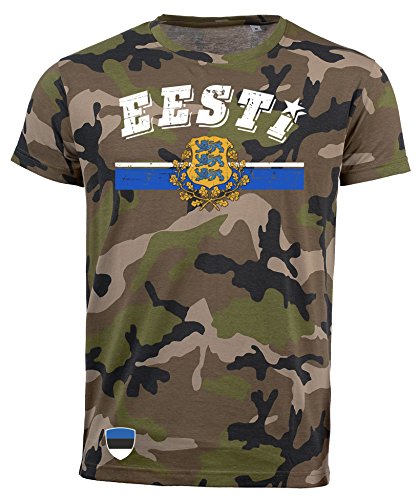 Camiseta de Manga Corta Estonia Eesti Camouflage Army NC D03 Negro L
