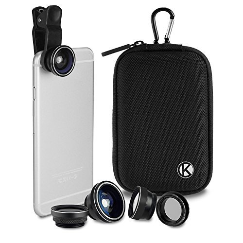 CamKix Deluxe - Kit de Lente Universal 5 en 1 para Smartphone, Tablet y Ordenador portátil - Ojo de pez, Macro 2 en 1 y Gran Angular, CPL y 2 Lentes de teleobjetivo, Clip Universal CamKix Deluxe - Kit de Lente Universal 5 en 1 para Smartphone, Tablet y Ordenador portátil - Ojo de pez, Macro 2 en 1 y Gran Angular, CPL y 2 Lentes de teleobjetivo, Clip Universal