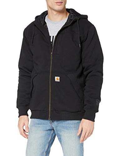 Carhartt Rockland Quilt-Lined Full-Zip Hooded Sweatshirt suéter, Black, M para Hombre