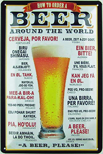 Cartel de Chapa genérica 20 x 30 cm How to Order Beer Around The World Bier Pils Ale