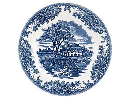 Churchill Brook Blue - Juego de 6 platos de postre, color blanco y azul