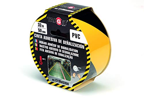 Cinta de señalización - TARGET - Adhesiva - Para suelos - Advertencia - Señalización - Seguridad - Marcaje - Amarilla y negra 33m x 50mm - C13NA3350 Cinta de señalización - TARGET - Adhesiva - Para suelos - Advertencia - Señalización - Seguridad - Marcaje - Amarilla y negra 33m x 50mm - C13NA3350