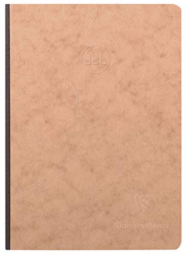 Clairefontaine 79543C – Un cuaderno de bolsillo con parte trasera de tela, 192 páginas, 14,8 x 21 cm, 90 g Dot (pequeños puntos), cubierta de cartulina lustrada grano piel, tabaco
