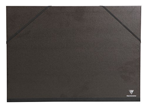 Clairefontaine Kraft Verge 44850C - Carpeta de dibujo con gomas (lomo 30 mm, interior 35 x 50 cm, exterior 37 x 52 cm), color negro