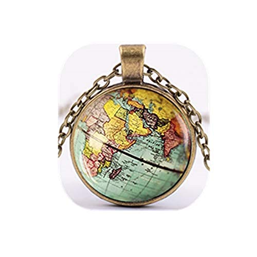 Colgante de globo de tierra GYKMDF, colgante de globo de arte, regalo para maestro, aventura de viaje mundial, joyería de globo de mapa del mundo (bronce)