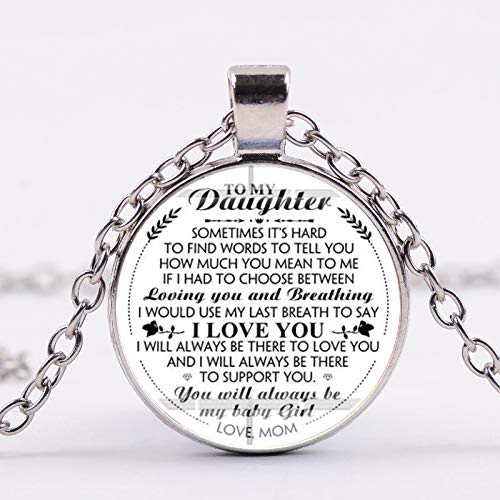 Collar con colgante de cristal con texto en inglés «To My Daughter», con texto «To My Daughter»