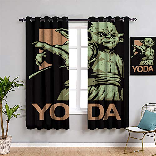 Cortinas opacas con aislamiento térmico de Star Wars Icons Posters Master Yoda, de 2014 cm de ancho x 2014 cm de largo