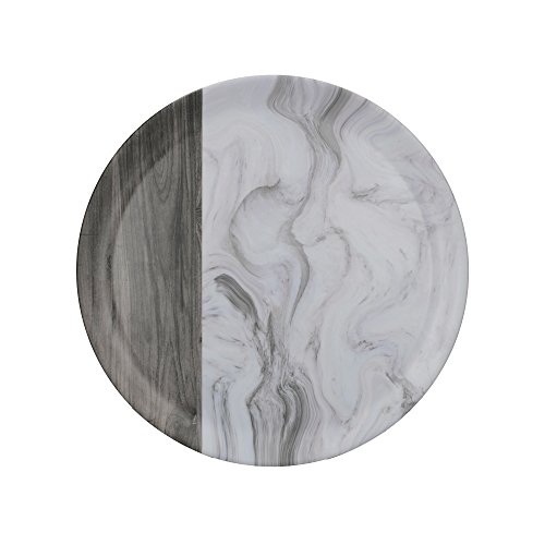 Creative Tops - Bandeja redonda de melamina con estampado decorativo (36 cm), color blanco y marrón