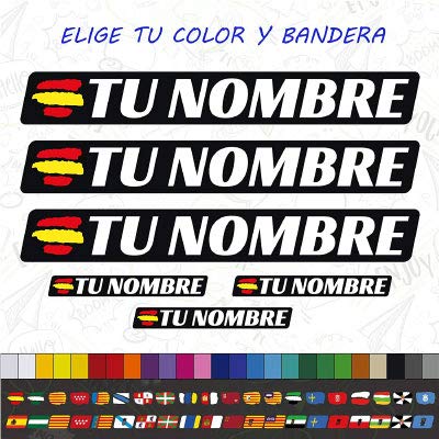 CUAC REVOLUTION 6 x Bandera ESPAÑA Nombre Pegatina EN Vinilo para Moto Bici Casco BTT Bicicleta Personalizable CUAC REVOLUTION 6 x Bandera ESPAÑA Nombre Pegatina EN Vinilo para Moto Bici Casco BTT Bicicleta Personalizable