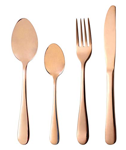 Cubertería de acero inoxidable para 6 personas, 24 piezas, color cobre (juego de cubiertos, cuchillo, tenedor, cuchara, 6 cubiertos, apto para lavavajillas) Cubertería de acero inoxidable para 6 personas, 24 piezas, color cobre (juego de cubiertos, cuchillo, tenedor, cuchara, 6 cubiertos, apto para lavavajillas)