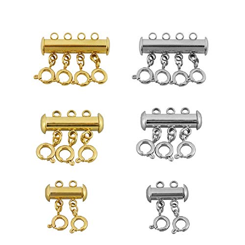 DDMM 3PCS Multi Strand Necklace Detangler Untangling Layered Clasp Spacer (Gold, 4 holes)