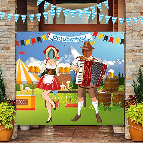Decoración de Fiesta Oktoberfest Pancarta de Puerta de Foto, Banner de Puerta de Tela Grande para Suministros Divertidos para Juegos Oktoberfest, 5 x 4,3 Pies