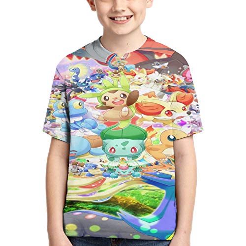 Degussa Camiseta de manga corta unisex para niños, diseño de Pokemon con impresión 3D, el mejor regalo para el día de los niños o cumpleaños de los niños