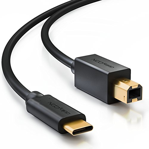 deleyCON 1,5m Cable de Datos USB - Tipo Enchufe 3.1 - USB C a USB B p. ej. Impresora Disco Duro Externo - Negro