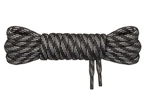 Di Ficchiano - Cordones redondos para zapatos de trekking y zapatos de trabajo - Extra resistentes - Diámetro de 5 mm Color Negro-Gris-M3 Longitud 130 cm Di Ficchiano - Cordones redondos para zapatos de trekking y zapatos de trabajo - Extra resistentes - Diámetro de 5 mm Color Negro-Gris-M3 Longitud 130 cm