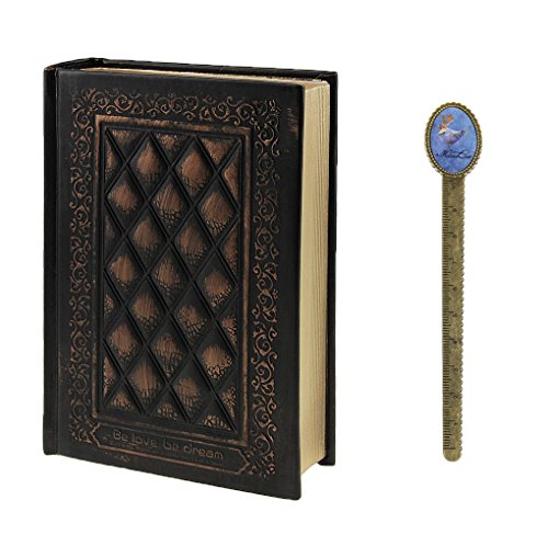 Diario vintage de bronce en relieve, cuaderno de historia de vida, cuaderno de viaje ultra grueso, diario de trabajo, 200 hojas, 17,5 x 13 x 4 cm, modelo C negro dorado