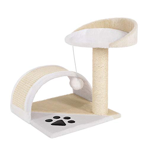 dibea Árbol para gatos Árbol escalador Árbol rascador para gatos Altura 43 cm beige/blanco