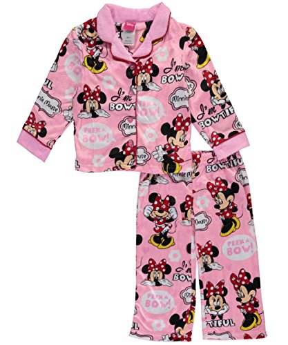 Disney Little Girls Minnie Mouse Peek a Bow Imprimir 2 piezas de pijama rosa (8)