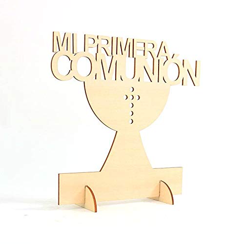 DISOK - Cartel Madera"MI PRIMERA COMUNIÓN". Centros de mesa para comuniones. Detalles y decoraciones para comuniones.