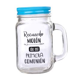 DISOK Jarra Cristal con Caña Recuerdo Molón Color Azul - Jarras con Frases, Tazas Originales para Detalles, Recuerdos y Regalos de Comuniones (Precio unitario) (Azul) DISOK Jarra Cristal con Caña Recuerdo Molón Color Azul - Jarras con Frases, Tazas Originales para Detalles, Recuerdos y Regalos de Comuniones (Precio unitario) (Azul)