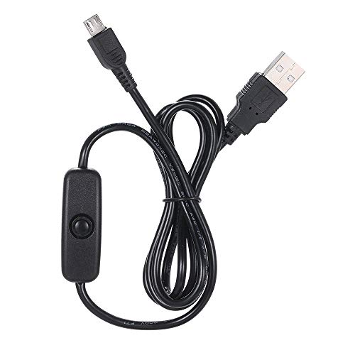 Docooler Cable de alimentación Cable de Carga Micro Fuente de alimentación USB para Raspberry Pi con Interruptor de Encendido/Apagado 1M